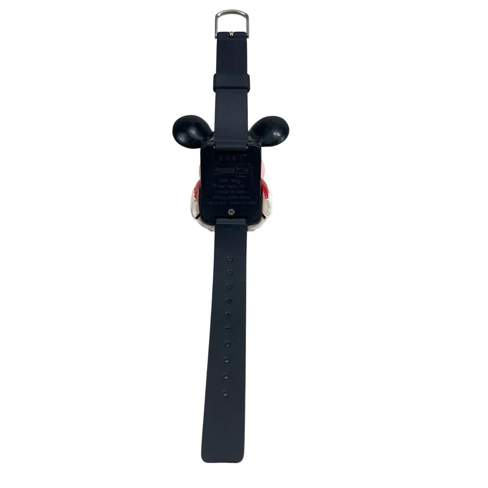 Vintage Mickey Mouse Digital Watch 3D Figural Disney Character Black Strap Retro